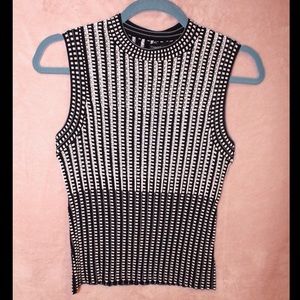 Theory Black and White Crop Top Blouse